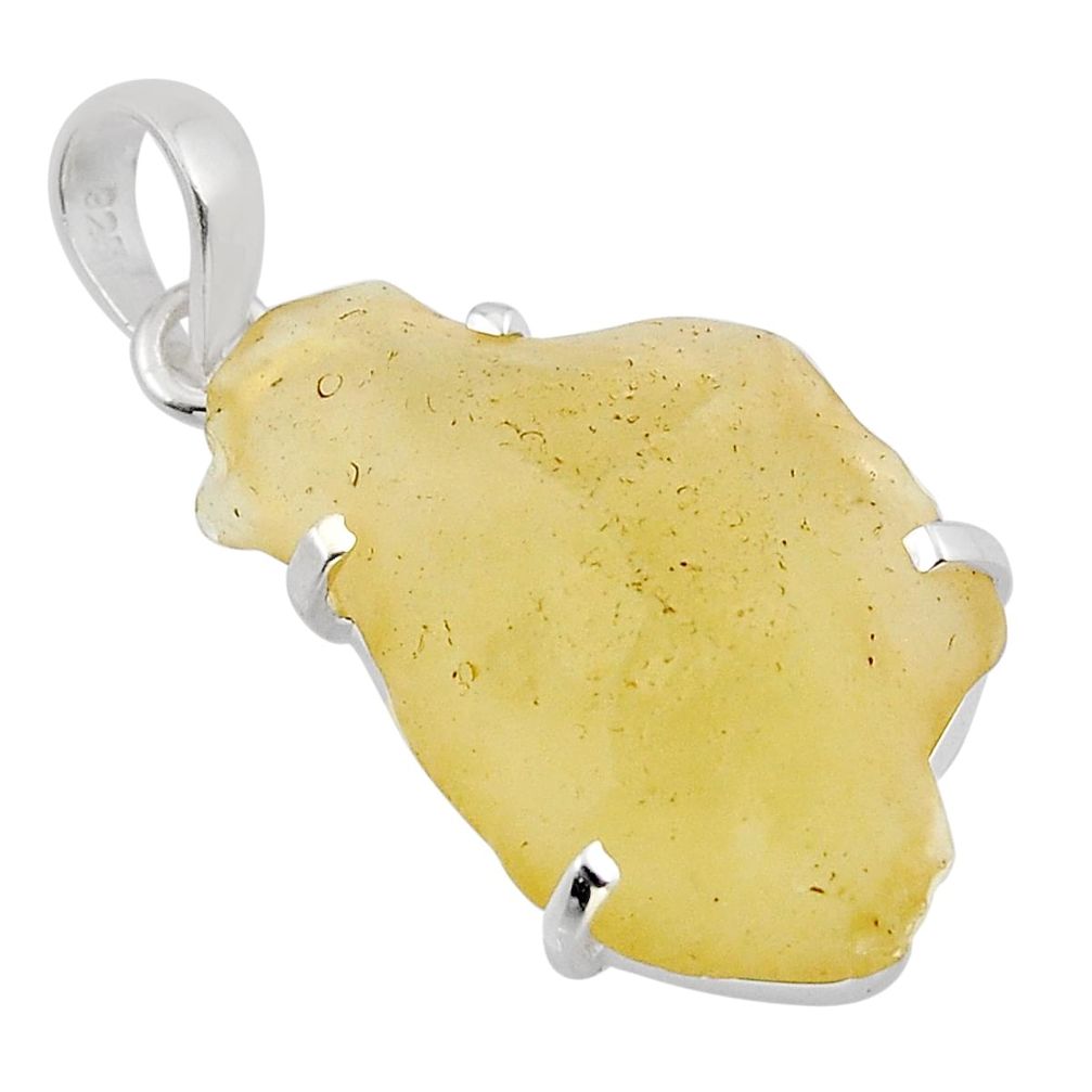 12.01cts natural libyan desert glass (gold tektite) 925 silver pendant y48325