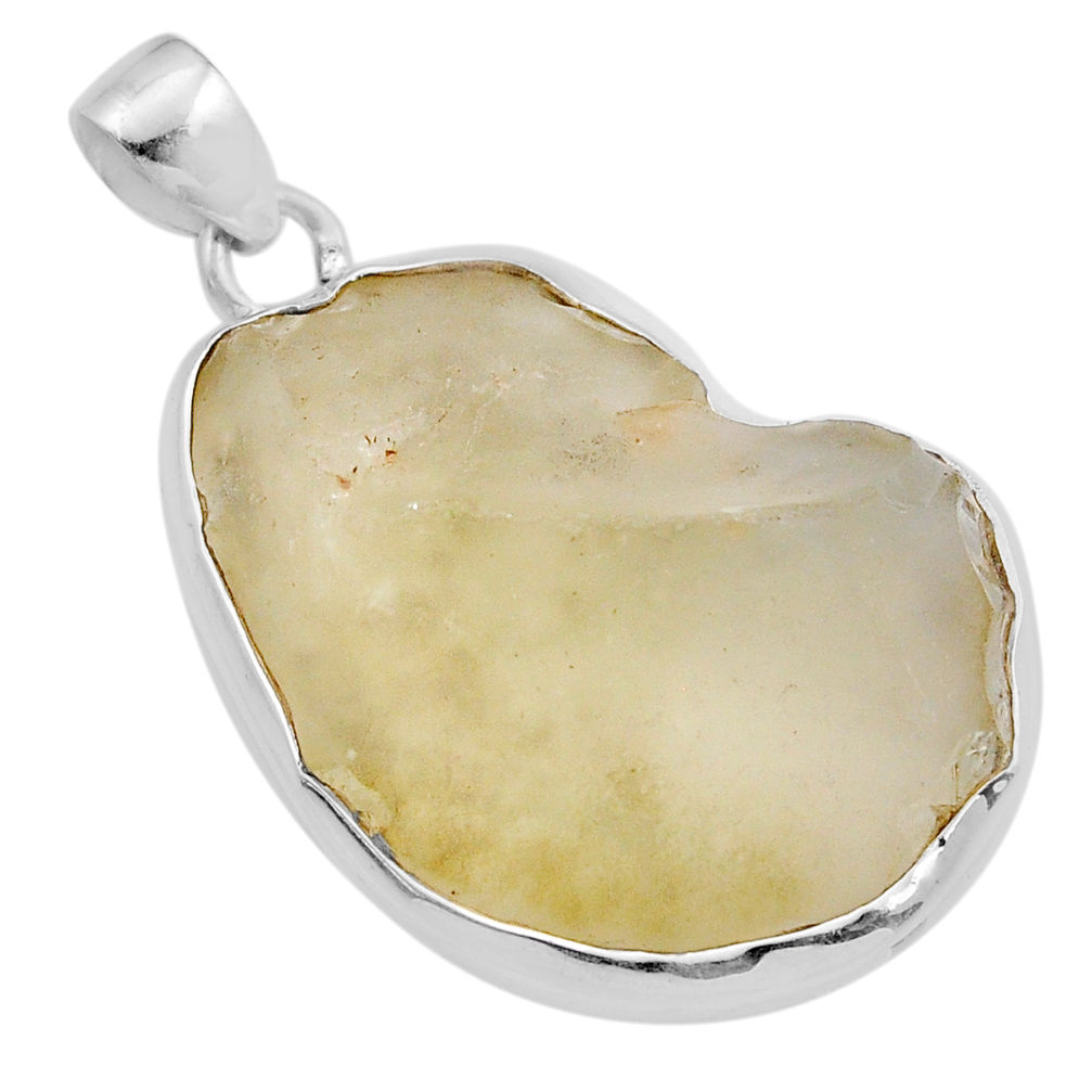 28.32cts natural libyan desert glass (gold tektite) 925 silver pendant y90537