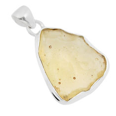 12.89cts natural libyan desert glass (gold tektite) 925 silver pendant y90539