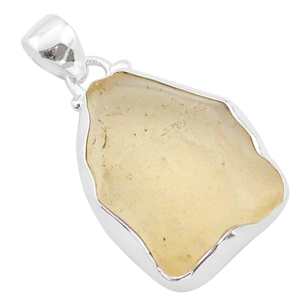 12.60cts natural libyan desert glass (gold tektite) fancy silver pendant t71311