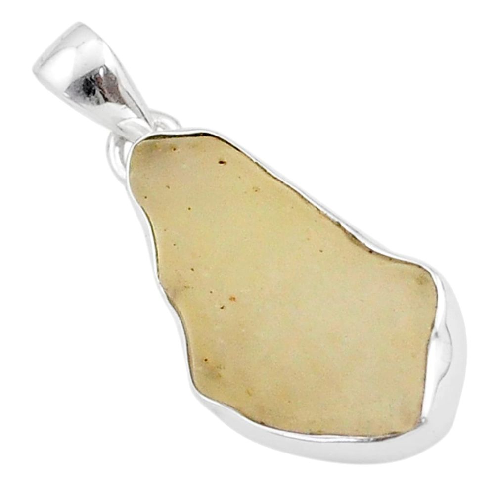 10.43cts natural libyan desert glass (gold tektite) fancy silver pendant t71495