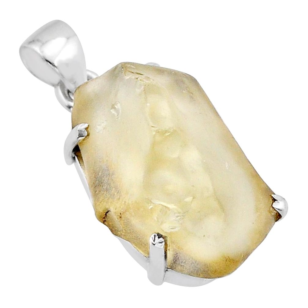 18.28cts natural libyan desert glass (gold tektite) fancy silver pendant y61965