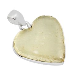 13.18cts natural libyan desert glass (gold tektite) heart silver pendant y77565