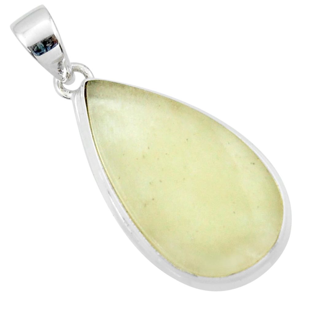 15.08cts natural libyan desert glass (gold tektite) pear silver pendant r40266