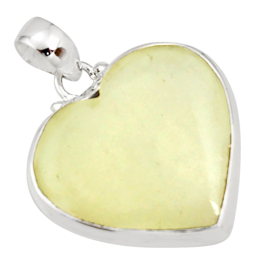 18.15cts natural libyan desert glass (gold tektite) silver heart pendant r27373