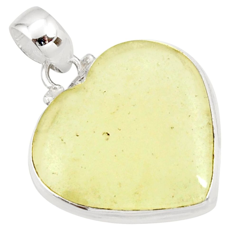 17.15cts natural libyan desert glass (gold tektite) silver heart pendant r27375