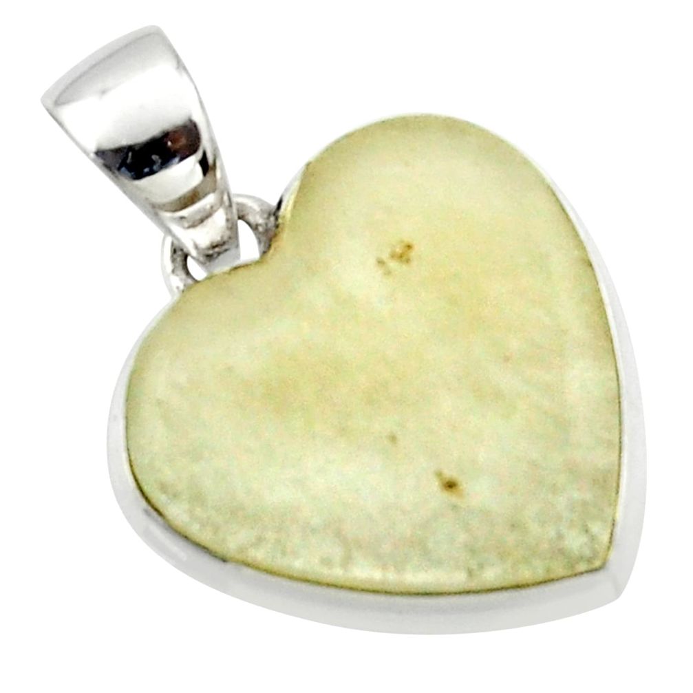 12.18cts natural libyan desert glass (gold tektite) silver heart pendant r40276