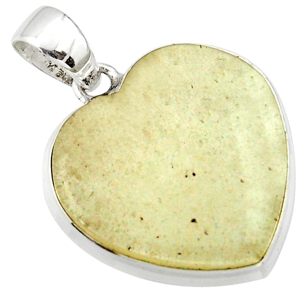 18.68cts natural libyan desert glass (gold tektite) silver heart pendant r40279