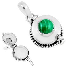 3.24cts natural malachite (pilot's stone) 925 silver poison box pendant y54166