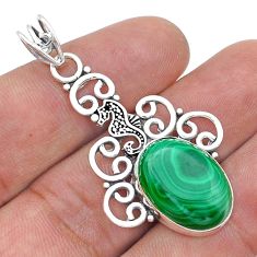 13.07cts natural malachite (pilot's stone) 925 silver seahorse pendant u67601