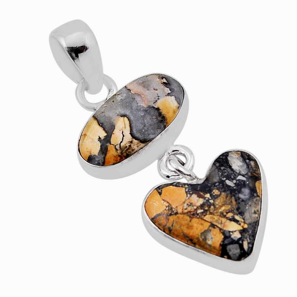 9.35cts natural malinga jasper heart 925 sterling silver pendant jewelry n38337