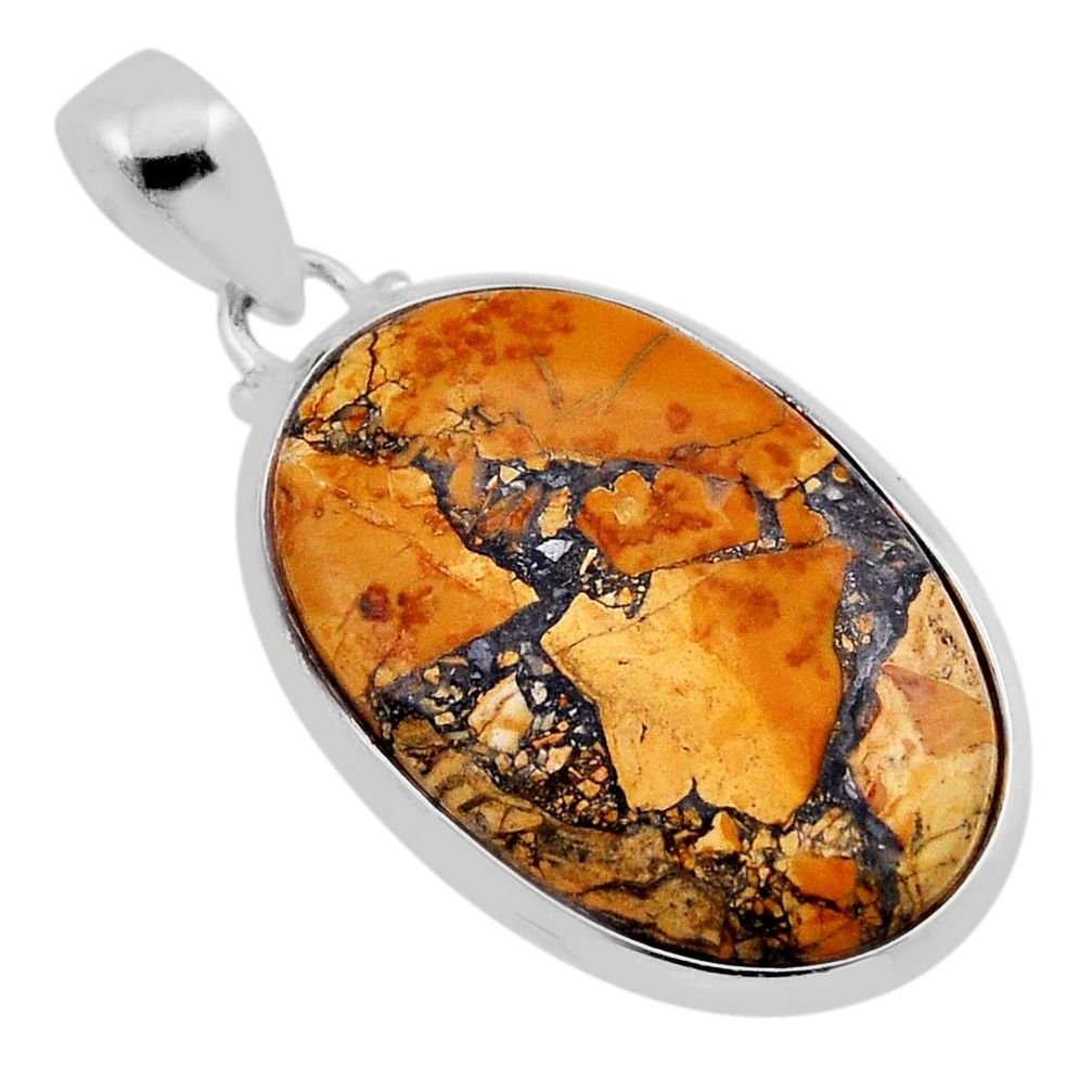 18.90cts natural malinga jasper oval 925 sterling silver pendant jewelry n40034