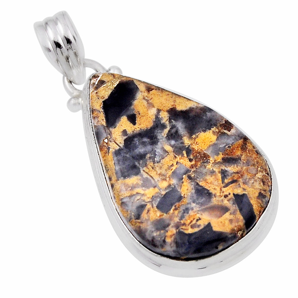 17.95cts natural malinga jasper pear 925 sterling silver pendant jewelry n29392