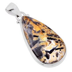 15.05cts natural malinga jasper pear 925 sterling silver pendant jewelry n29396
