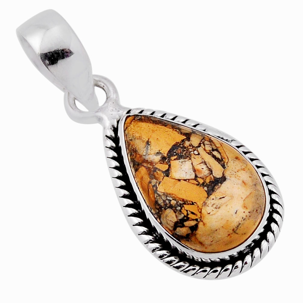 4.94cts natural malinga jasper pear 925 sterling silver pendant jewelry n38090