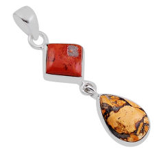 10.02cts natural malinga jasper pear 925 sterling silver pendant jewelry n38331