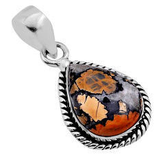 8.40cts natural malinga jasper pear 925 sterling silver pendant jewelry n40028