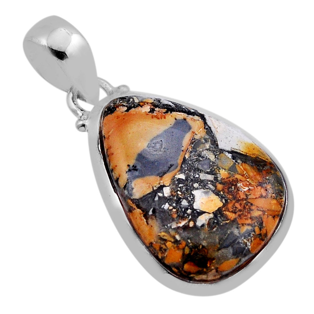 14.47cts natural malinga jasper pear 925 sterling silver pendant jewelry n40037