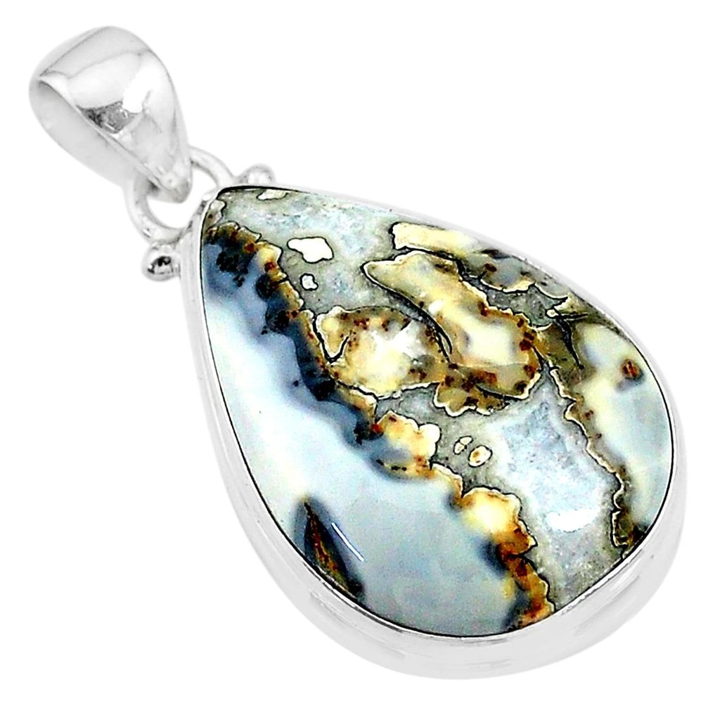 19.68cts natural malinga jasper pear 925 sterling silver pendant jewelry t18451