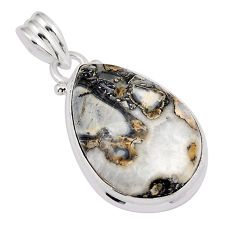 14.09cts natural malinga jasper pear 925 sterling silver pendant jewelry y47460