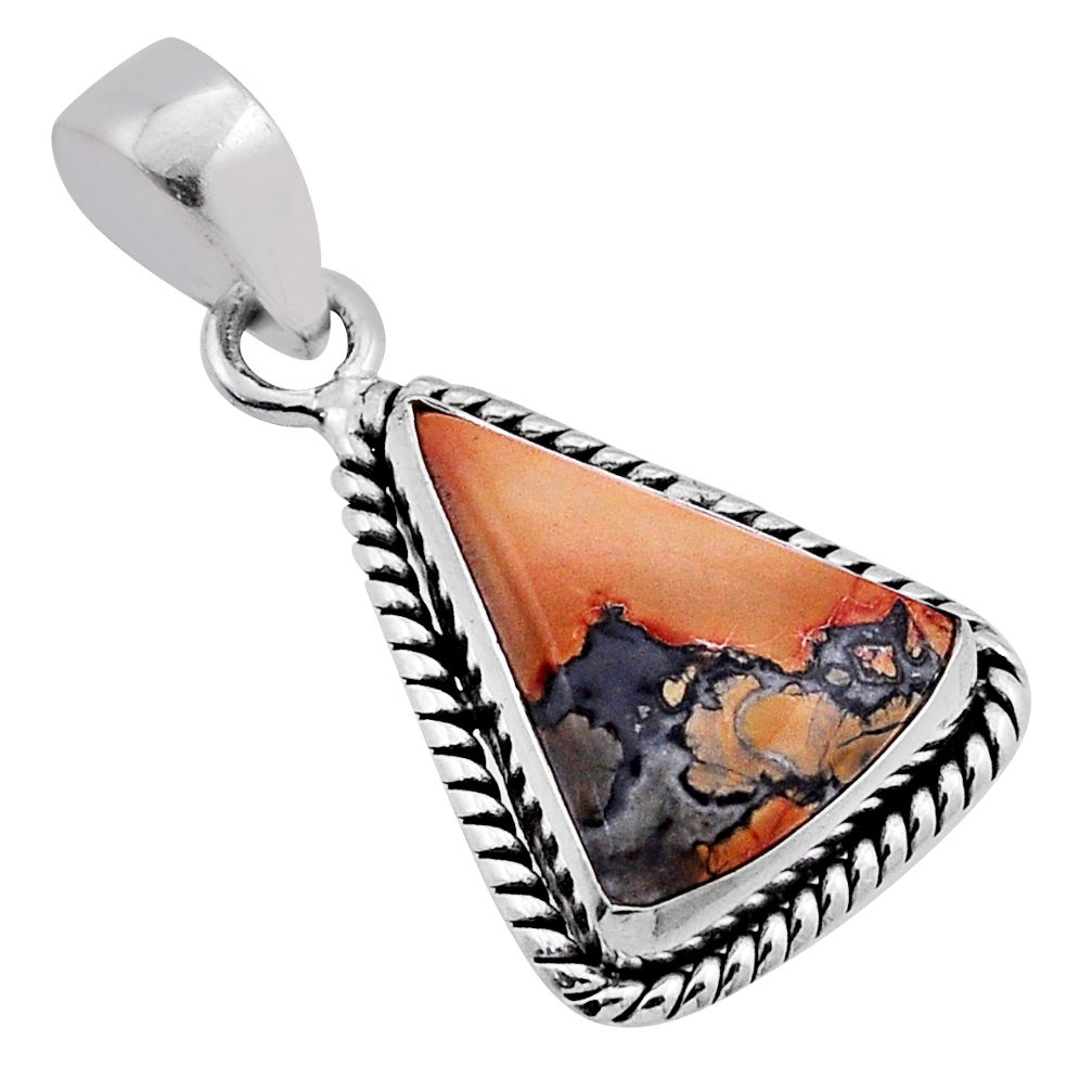 8.38cts natural malinga jasper trillion sterling silver pendant jewelry n40027