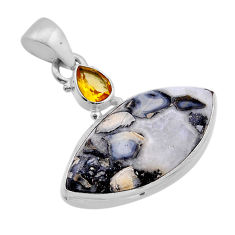 16.17cts natural malinga jasper yellow citrine sterling silver pendant n51644