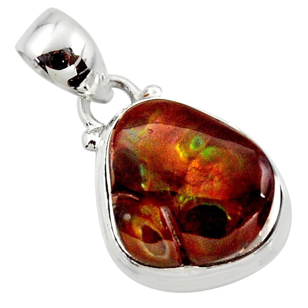 11.57cts natural mexican fire agate 925 silver pendant r50041
