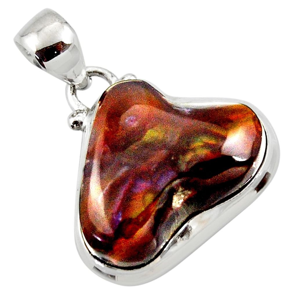 14.88cts natural mexican fire agate 925 silver pendant r50051