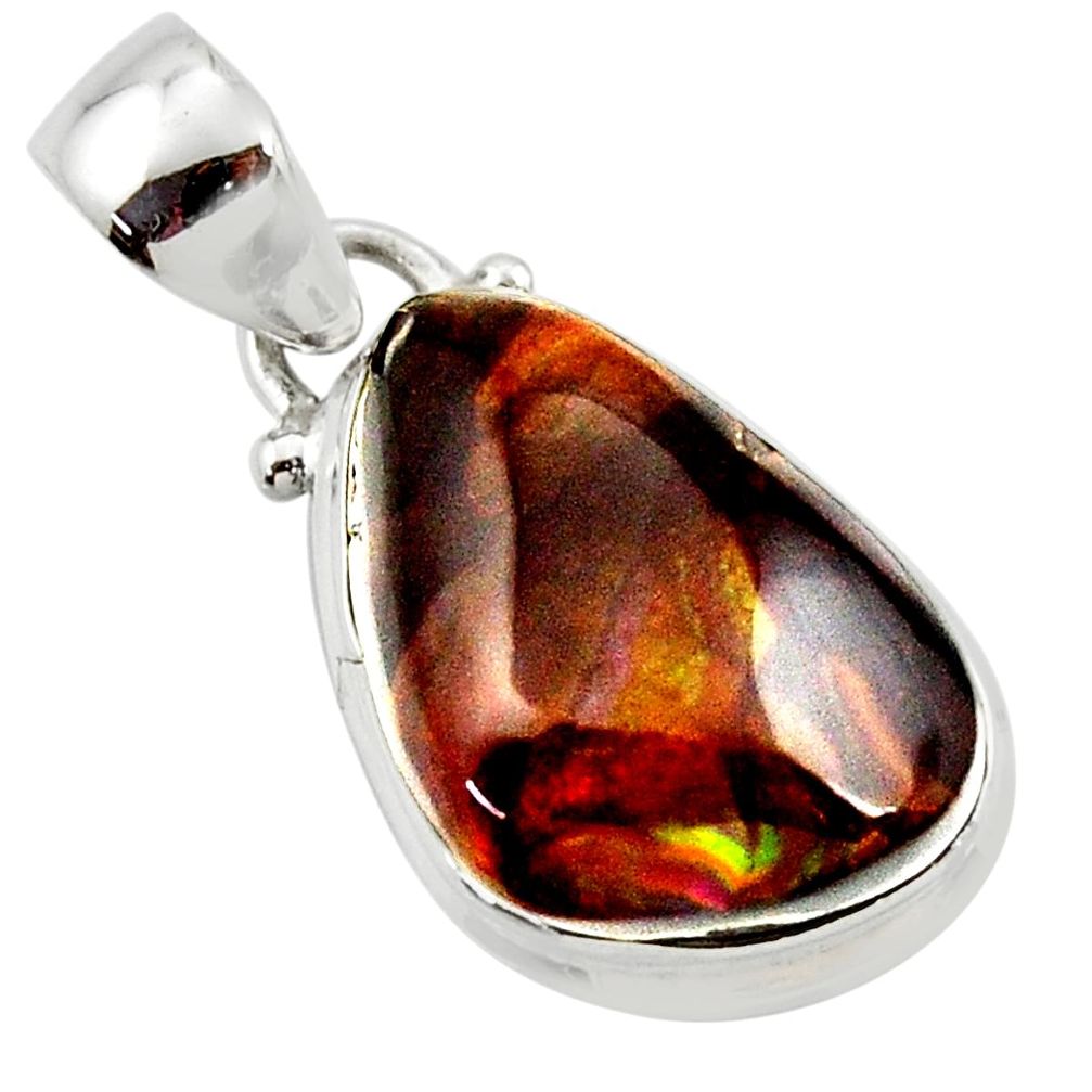 13.04cts natural mexican fire agate 925 silver pendant r50059