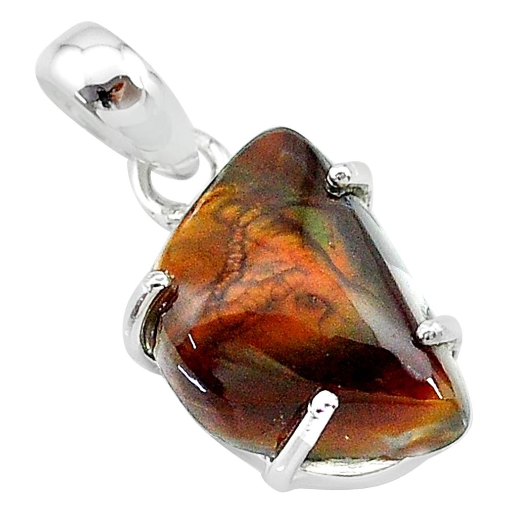 9.57cts natural mexican fire agate fancy 925 sterling silver pendant t20700