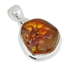 6.74cts natural mexican fire agate fancy 925 sterling silver pendant y26343