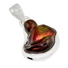 6.74cts natural mexican fire agate fancy 925 sterling silver pendant y26349