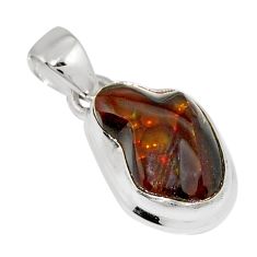 5.73cts natural mexican fire agate fancy shape sterling silver pendant y26341