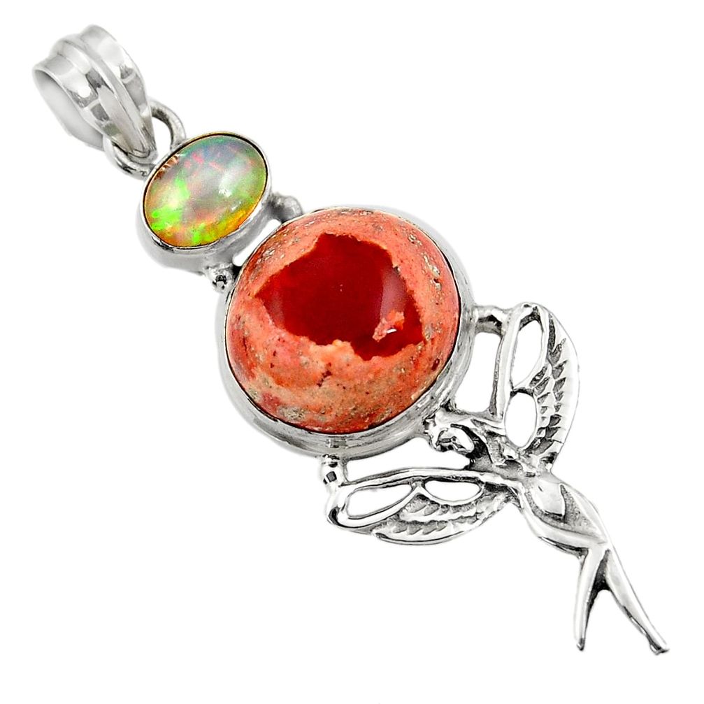  mexican fire opal 925 silver angel wings fairy pendant d43802