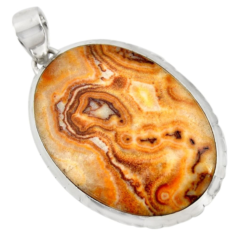 31.50cts natural mexican laguna lace agate 925 silver pendant d42123