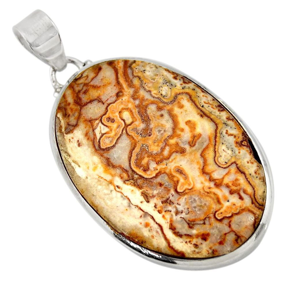 31.53cts natural mexican laguna lace agate 925 silver pendant d42130
