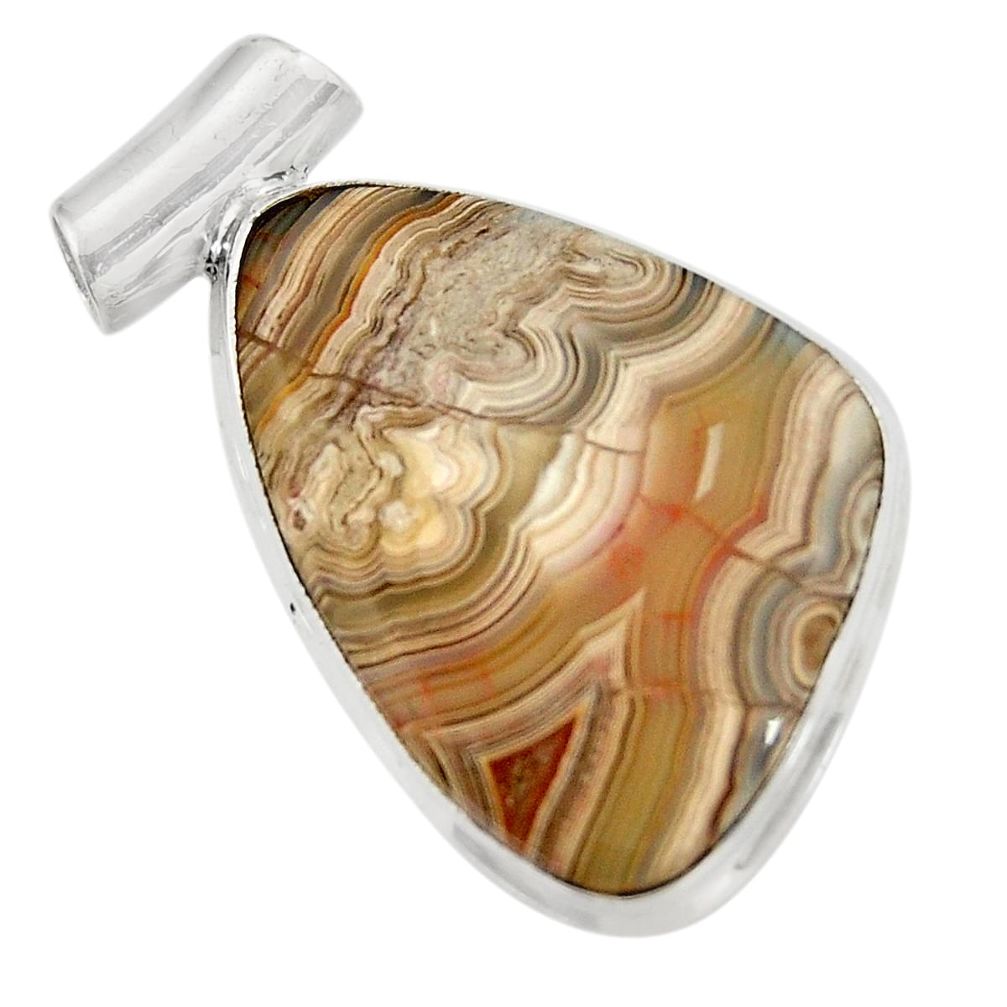 17.22cts natural mexican laguna lace agate 925 silver pendant d42135