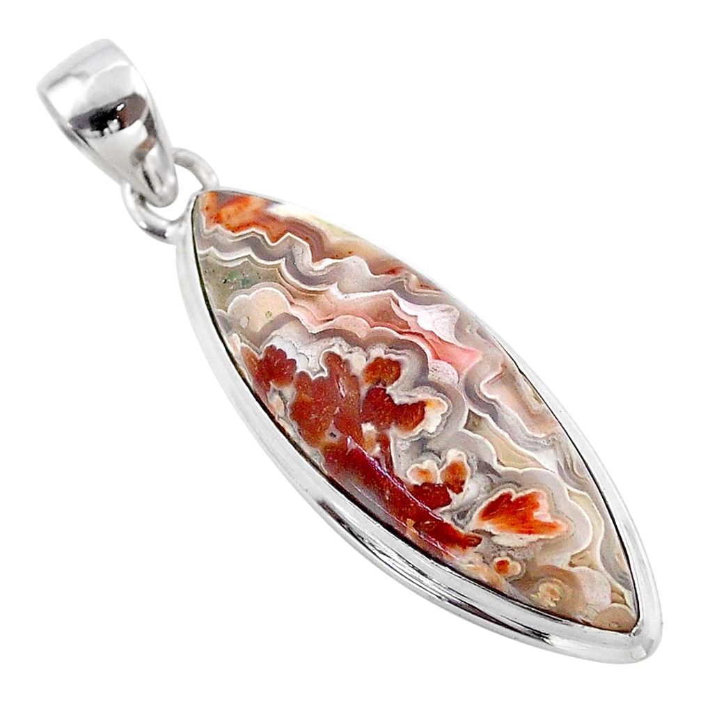 17.55cts natural mexican laguna lace agate 925 silver pendant jewelry t45834