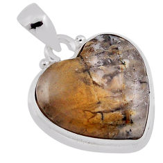 12.07cts natural mexican laguna lace agate heart sterling silver pendant n38645