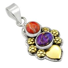 2.57cts natural mojave turquoise copper turquoise silver gold pendant y26260