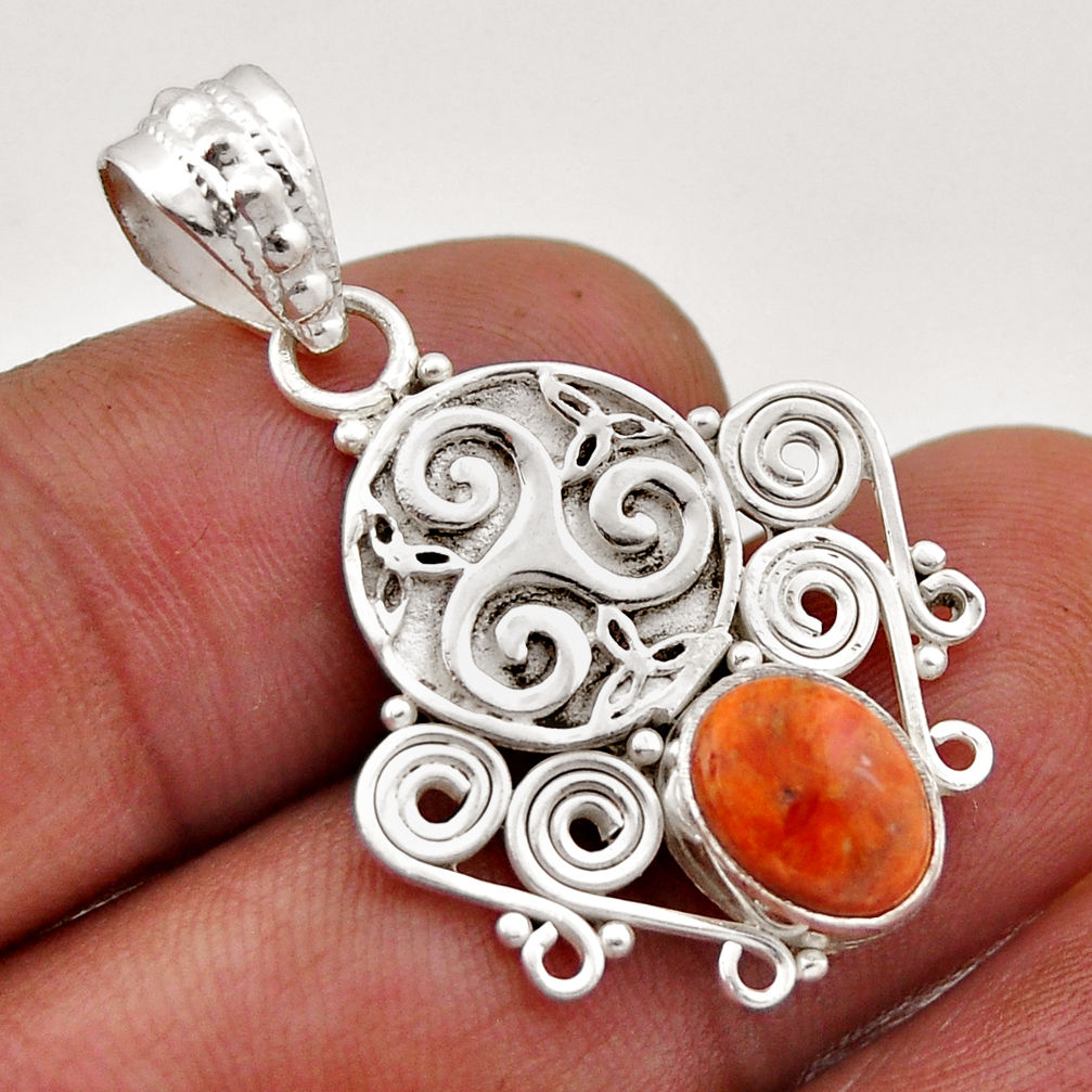 3.27cts natural mojave turquoise oval 925 silver triskelion knot pendant n46184