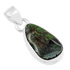 4.66cts natural multi color ammolite (canadian) 925 silver pendant u59061