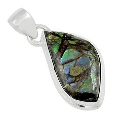 6.69cts natural multi color ammolite (canadian) 925 silver pendant u59071