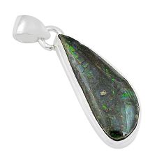 7.75cts natural multi color ammolite (canadian) 925 silver pendant u59096