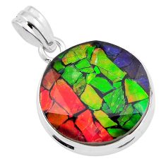 15.02cts natural multi color ammolite (canadian) fancy 925 silver pendant y42461