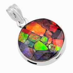 15.55cts natural multi color ammolite (canadian) fancy 925 silver pendant y42463