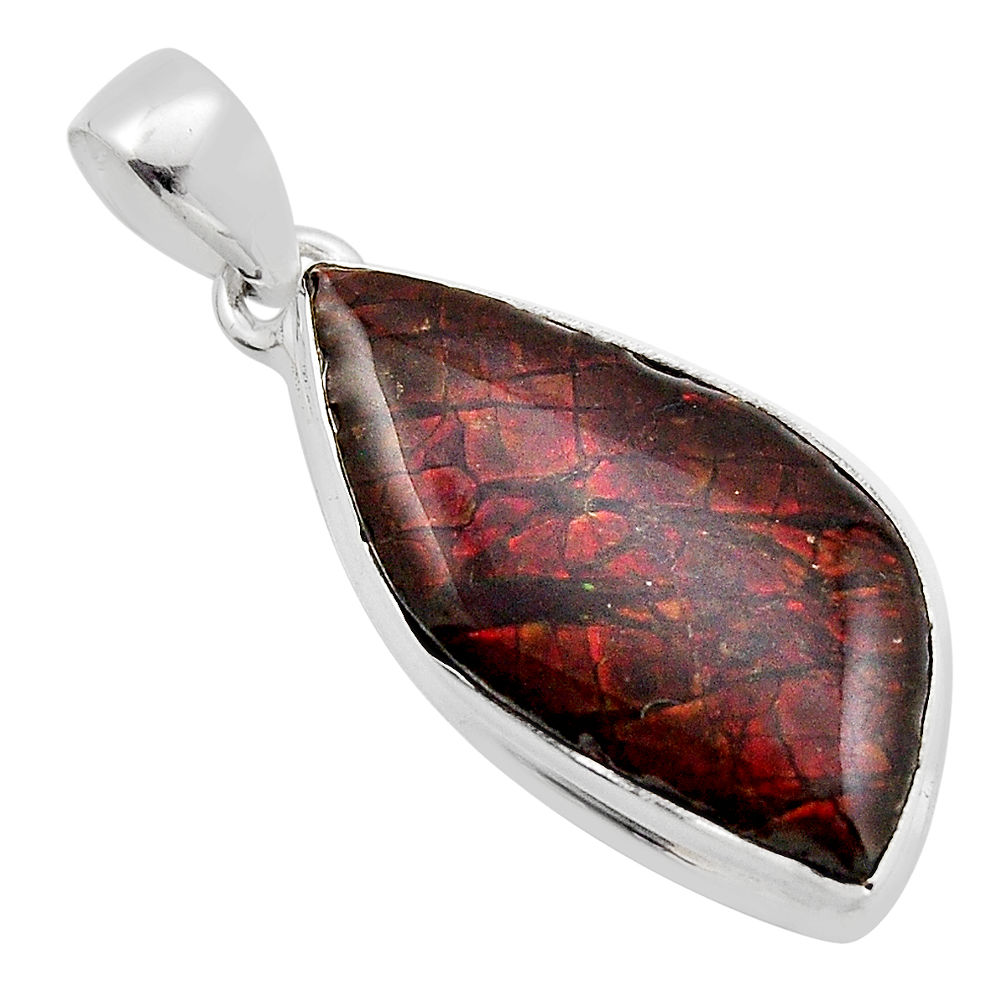 12.62cts natural multi color ammolite (canadian) fancy 925 silver pendant y83880