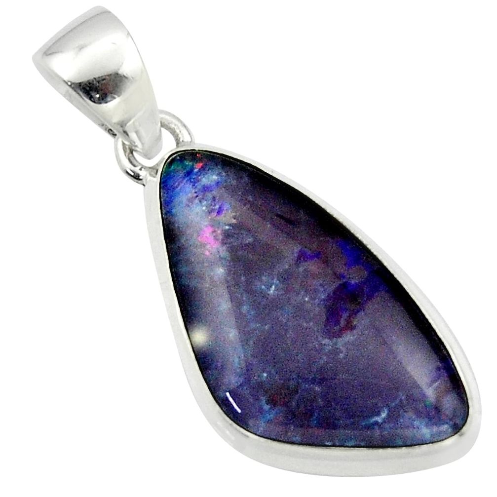 11.11cts natural multi color australian opal triplet 925 silver pendant r40171