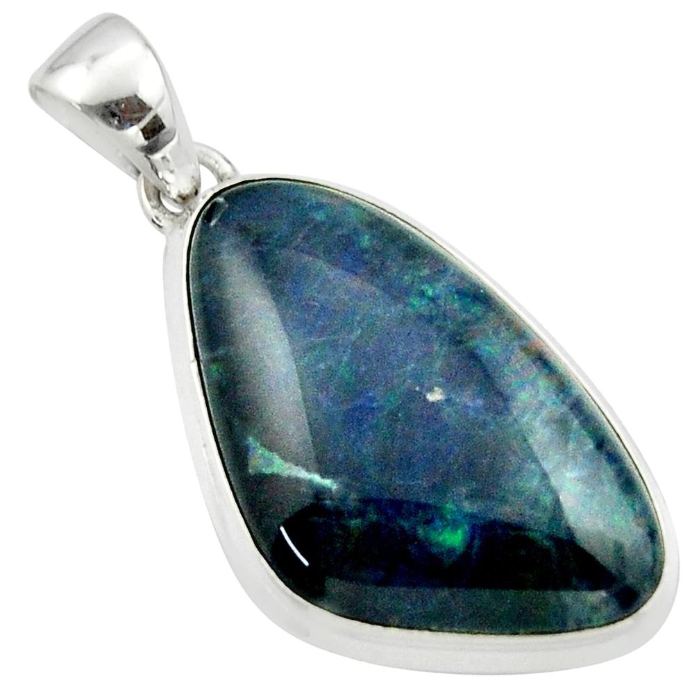 15.91cts natural multi color australian opal triplet 925 silver pendant r40172