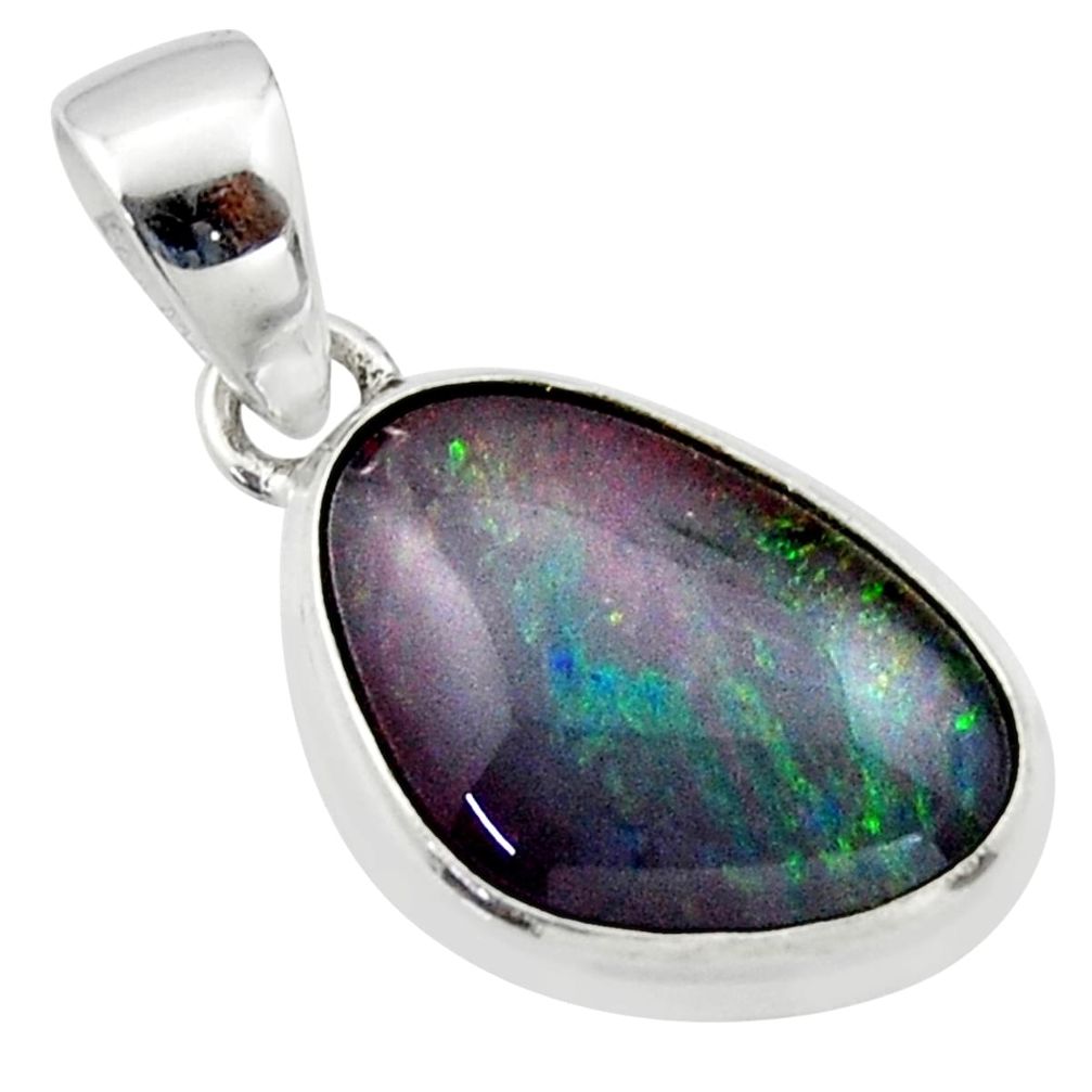 10.73cts natural multi color australian opal triplet 925 silver pendant r40185